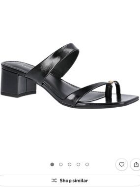 No Boundaries Black Patent Mid Block-Heel Strappy Sandal